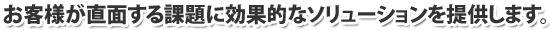 お客様が直面する課題に効果的なソリューションを提供します。